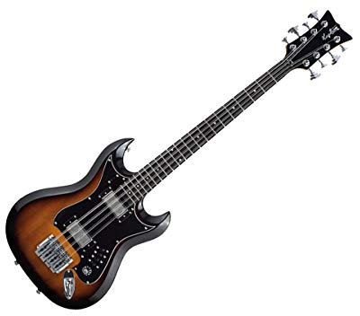 Hagstrom H8II-BLK Bassgitarre, 8 Saiten, Schwarz glänzend tobacco sunburst