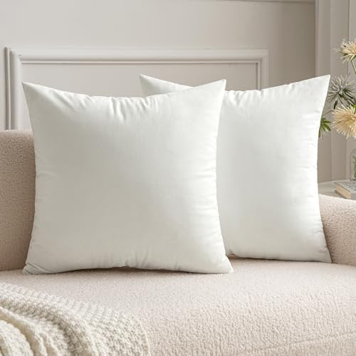 MIULEE 2er Set SAMT Weihnachten Kissenbezug Kissenhülle Dekorative Dekokissen Sofakissen Lendenkissen Wurfkissenbezug mit Verstecktem Reißverschluss Sofa Schlafzimmer 16x16 Inch 40x40 cm Reines Weiß