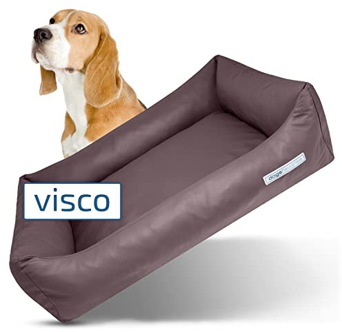 dogsfavorite Hunde-Bett mit Visco-Kissen - waschbares Hundekörbchen - hochwertiges Hundesofa - gelenkschonendes Hundekissen - robuste Hundematte - braun - Gr. M - 100 x 75 cm