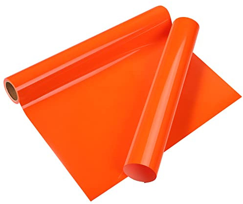 VINYL FROG Heat Transfer Vinyl Roll HTV Vinyl - 12 x5ft Neon Orange Iron on Vinyl for T-Shirts, Heat Press Vinyl for DIY Craft Designs (Neon Orange)