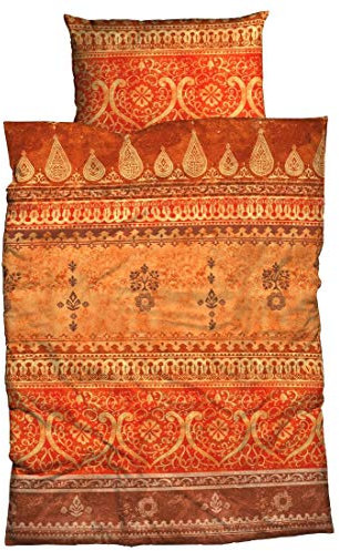 sister s. Bettwäsche Indi Reine Baumwolle, Satin - Bordürendruck absolut hip modernes Landhaus orientalischer Flair Ornamente Terra orange 240 cm x 220 cm
