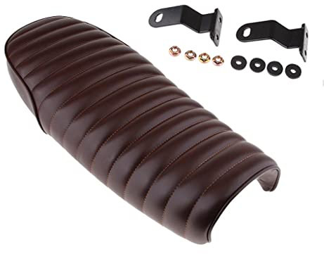 SDENSHI Braun Sitzbank Sattel Höckersitzbank für die meisten Cafe Racer, Wasserdicht, Weich, Bequem, 63cm Länge