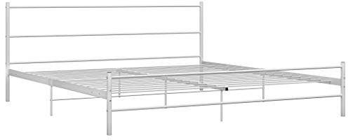 vidaXL Bettgestell Zeitloses Design Metallbett Bett Schlafzimmerbett Doppelbett Schlafzimmermöbel Ehebett Bettrahmen Weiß Metall 160x200cm
