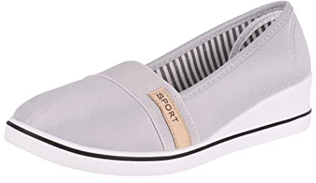 Elara Damen Ballerina Pumps mit Keilabsatz Chunkyrayan 483 Lt.Grey-39