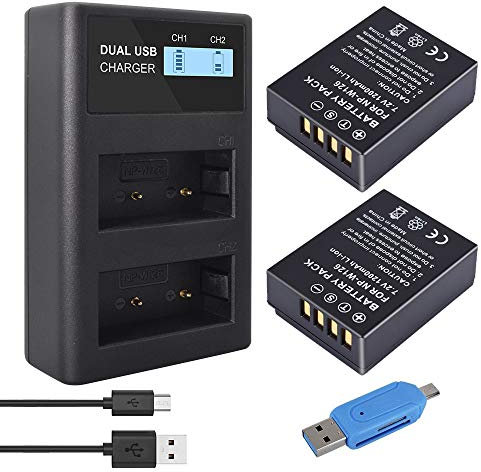 CITYORK 2er-Pack NP-W126 1200 mAh Ersatzakku und LCD-Ladegerät Kompatibel mit Fujifilm X100F, X100V, X-A1/ A2/ A3/ A5/ A7/ A10, X-E2/ E2S, X-H1X-Pro2/ Pro3, X-T1 /T2/ T3 / T10/ T20/ T30/ T100/ T200