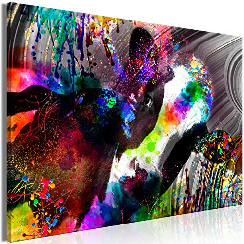decomonkey Bilder Tiere Abstrakt 90x60 cm 1 Teilig Leinwandbilder Bild auf Leinwand Vlies Wandbild Kunstdruck Wanddeko Wand Wohnzimmer Wanddekoration Deko Kuh