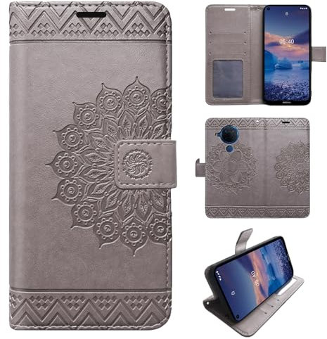 betterfon Hülle Kompatibel mit Nokia 5.4 | Klapphülle Schutzhülle mit Kartenfächer Kompatibel für 5.4 | Magnetverschluss Klapphülle | Grau
