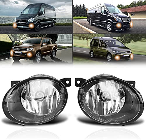 TangMiGe Nebelscheinwerfer Kompatibel mit Mercedes Benz Sprinter 906 09/2013-up; Volkswagen VW Amarok 06/2012-08/2016, Crafter 30-50 (2E) 07/2013-12/2016, Caddy V (SB) 09/2020-up, 1 Paar, Klar