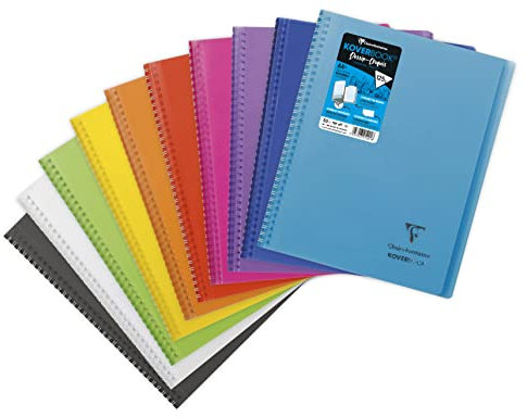 Clairefontaine 391201C Spiralbuch Koverbook Zeichen/Skizzieren – A4 + 22,5 x 29,7 cm – 100 Seiten – Zeichenpapier extra weiß 125 g – Umschlag aus Polypropylen Farbe zufällig
