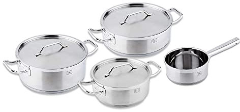 BOJ Batería de cocina PREMIUM - Acero Inoxidable - conjunto de cacerolas, cazos y sartenes (4 piezas)