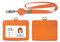 HYCOPROT Porta Badge Pelle PU con 1 Finestra ID e 1 Slot Per Carte ID Badge Portabiglietti con Retrattile Bobina Clip e Moschettone d'Identità Per Studenti d'Affari in Ufficio (Arancione, Orizzontale)