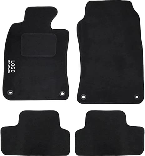 Rebeca Shop® Auto-Fußmatten, kompatibel mit One/Cooper, passgenau, aus schwarzem Teppichstoff, gesticktes Logo, Absatzschoner und Befestigungsclip (kompatibel mit Mini One/Cooper)