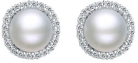 ZHOU LIU FU Perlen Ohrringe Silber Ohrringe Damen 925 Nickelfreie Perlenohrringe Gold Hochzeit Ohrringe Pink Klein Vergoldete Ohrringe Süßwasserperlen Ohrringe Groß