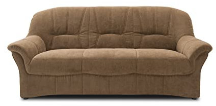 DOMO. collection Sofa Bahia FK, 3er Couch mit Federkernpolsterung, Federkernsofa in klassischem Design, 3 Sitzer, Polstermöbel 200 x 57 x 91 cm (BxTxH), braun