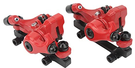 Socobeta 2PCS Line Pulling Hydraulic Disc Brake Calipers Aluminum Alloy Disc Brakes for Mountain Bike E Bike Electric Bike Electric Scooter(Red)