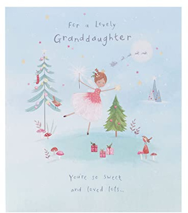 UK Greetings | Christmas Card for Granddaughter | Fairy Ice Rink Design | Xmas Presents | Greeting Card |Her/Girls/Women | With Envelope | 137 x 159mm