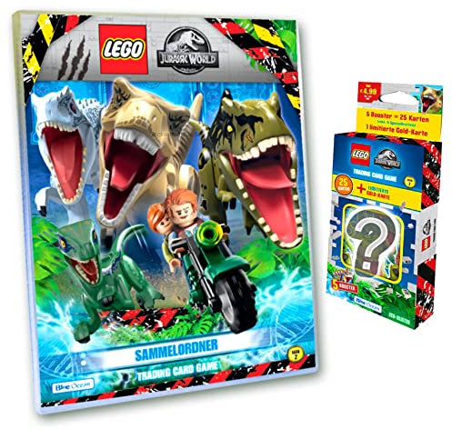 Lego Jurassic World Serie 2 Karten - Trading Cards - Sammelkarten Auswahl im Bundle + 10 Originale Hüllen (1 Mappe + 1 Blister)