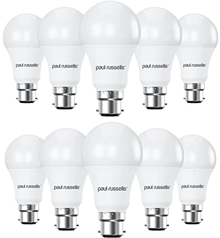 paul russells LED GLS - Dimmable Bayonet Light, 14W 1521 Lumens B22 A70 LED Bulbs, 100w Equivalent, 6500K Daylight, Dimmer Standard BC Energy Saving Ceiling Lightbulbs, Pack of 10