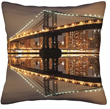 New York Manhattan Bridge Nacht-Überwurfkissen, quadratisch, weich, für Couch, Schlafzimmer, Sofa, Wohnzimmer, Bett, Stuhl