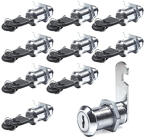 10 Pack 20mm Mailbox Lock Replacement, Security Letterbox Lock with 20 Keys, 20mm Cabinet Lock for Furniture Drawer Post Cupboard Box Locks