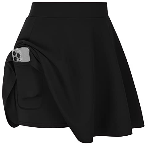 Hanna Nikole Women Plus Size Skater Skirt High Waist Flared Skorts Black 2X