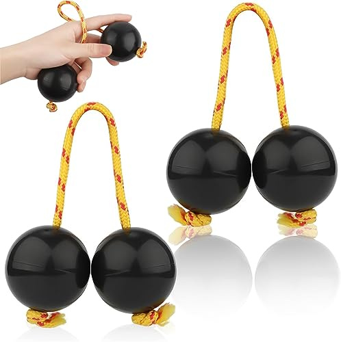 Kashaka Instrument 2 Paires Kashaka Aslatua Shaker Classique Africain Aslatuas Rhythmic Ball Percussion à la Main Shaker Instrument Musique pour Débutants Fêtes Cours de Musique (Noir)