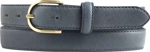 BELTINGER Damen-Gürtel aus Vollrindleder 2,5 cm | Schmaler Gürtel für Damen 25mm | Bombierter Ledergürtel mit goldener Gürtelschnalle