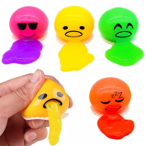 4 Stück Eigelb Stressball,Vomiting Egg Toy,Eigelbdruckkugel,Puking Ball,Eier Erbrechen,Eigelb-Ball-Spielzeug zum Erbrechen Squeeze Toys,Spielzeug zum Stressabbau für Erwachsene
