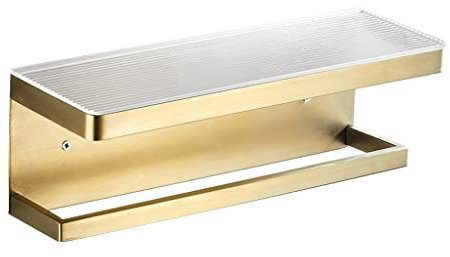 SUNMME Mensola da Bagno in Acrilico Spazzolato Oro, lavabo, Porta Asciugamani, WC, mensola a Muro (Oro A)