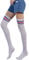 TQPUWT calze lunghe a righe,Sopra il Ginocchio Coscia Calzini Alti, Coscia Calze Stivali per Ragazze, Donna Extra Lunghi Calzini, Donna Cotone Calze Alti, Strisce Blu e Rosse su Bianco, 52 CM