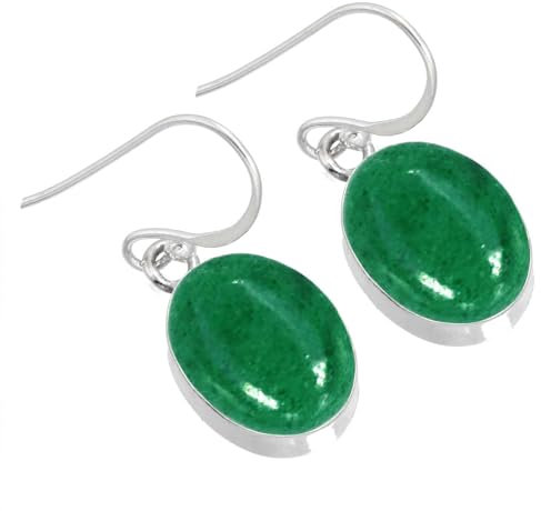 Jeweloporium Grüner Kiwiquarz Tropfen Silber Ohrring, 925 Sterling Silber Ohrring für Frauen, Echter ovaler Edelstein Handgefertigter Schmuck