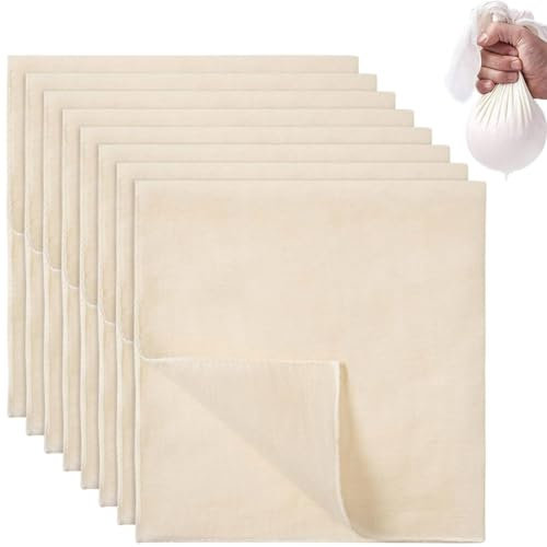 LEEQBCR 8 Piezas Gasa para Alimentos, Filtro para Alimentos 40×40cm Paño de Algodón Lavable para Cocina, Paño Filtro para Queso, Zumo, Tofu, Café