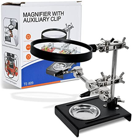 Verbesserte Helfende Hände Lupe Lötstation Glasständer mit Hilfsclip für Motherboards Reparatur helfende Hände Lötstation mit Lupe Glas mit Clips