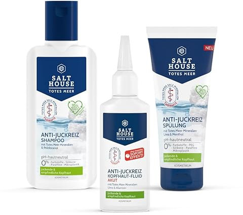 Anti-Juckreiz-Set für juckende, trockene Haut für Kopf & Körper bestehend aus Anti-Juckreiz Kopfhaut-Fluid Akut (75ml) + Anti-Juckreiz Shampoo (250ml) + Anti-Juckreiz Spülung (200ml)