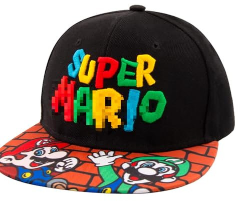 Basecap Kinder Super Mütze Cap Cartoon Sonnenhut Kinder Bros Kappe Verstellbarer Stickerei Hut Kinder UV-Schutz Outdoor Sonnenhut Grundschule Baseball Cap Schwarz Geschenke Hut Jungen Mädchen
