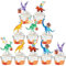 YOUYIKE 20 Stück Dinosaurier Tortenaufleger Set mit 5 Motiven, Dino Cupcake Topper, Kuchen Deko für Kindergeburtstag, Baby Shower Dino Party, Inkl. Muffin Deko, Kuchen Topper und essbarer Tortendeko