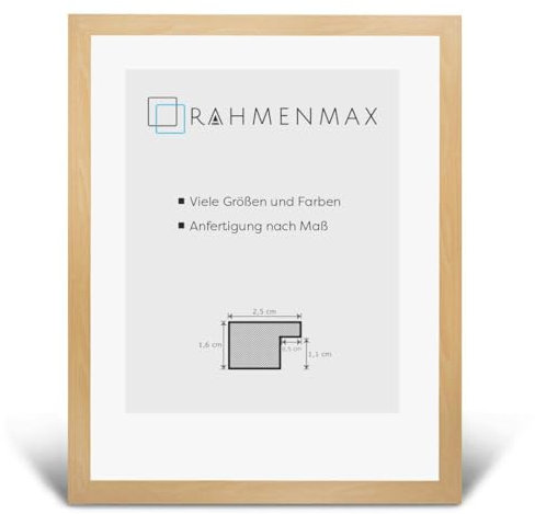 RahmenMax Skane Puzzlerahmen 48x68 cm Bilderrahmen Buche Dekor Hintergrund Weiss Kunstglas klar
