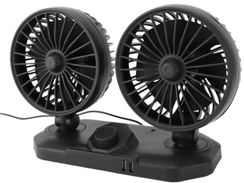 Ventilador De Coche Ventilador De Refrigeración USB De Doble Cabezal Con Potente Función De Refrigeración: Rotación De 360° Para Coches, SUV, RV, Camiones, Cruceros, Hogar, Oficina, Escritorio(12V)