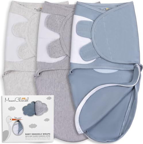 Mama Cheetah Baby Swaddle mit Reißverschluss – Swaddle Schlafsack für Neugeborene & Babys 3–6 Monate – Swaddle Wrap für Jungen & Mädchen, Einfaches Wickeln & Windelwechsel
