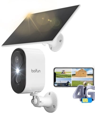 BOIFUN 3G/4G LTE Cellular Camera Outdoor With SIM Card,No WIFI Solar Wireless CCTV Camera,Unlimited Data Plan,2K Starlight Night Vision,Motion Detection,Local & Cloud Storage,SIM Card Included