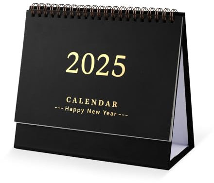 Tischkalender, Tischkalender 2024-2025 19x16cm Akademischer Jahreskalender zum Aufklappen Gültig von Juli 2024 bis Dezember 2025 für Schule Büro und Zuhause (Schwarz)