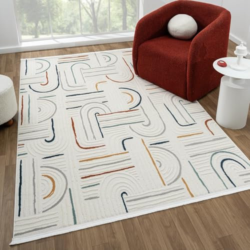 Waschbar Teppich für Ihr Zuhause 200x290 Cm | Wohnzimmer Schlafzimmer Kuechenteppich Flur Teppiche Hochflor Dünner Easy Clean Laeufer | Weicher Moderner Wetterfest Einfarbig Gemusterter Teppich Carpet
