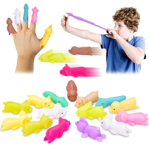Vibbang 15 Stück Schleuder Dinosaurier Spielzeug, Slingshot Dinosaur Finger Toys, Fliegende Dinosaurier Schleuder Spielzeug, Tiere Pädagogisches Spielzeug, Party Mitgebsel für Kinder Jungen Mädchen