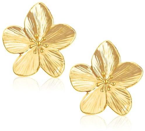 Gold Flower Earrings for Women,Gold Floral Petal Vintage Earrings Statement Boho Earring Big Flower Earrings Jewelry for Women Girl