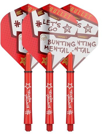 Target Darts Stephen Bunting Flight and Shaft Kit, No.2 Flight, Medium | Pro Ultra Flights in Rot, Weiß und Schwarz & Pro Grip Shafts, Profi Dart Zubehör