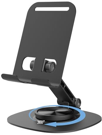 Elodyunhc Support de téléphone portable, réglable, pliable, rotatif à 360°, en métal, avec iPhone 16, 15, 14 Pro Max, Xr Xs, Huawei, Samsung, tous les smartphones