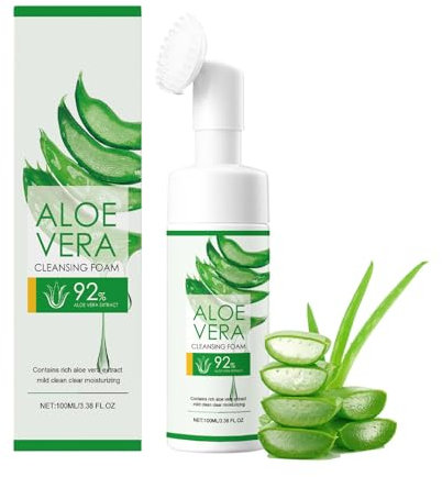 Aloe Vera Reinigungsschaum, Aloe Face Wash, Sanfter Reinigungsschaum Tiefenberuhigende & feuchtigkeitsspendende Gesichtsreinigung für Peeling, pflegende Hautpflege, schäumender Gesichtsreiniger für
