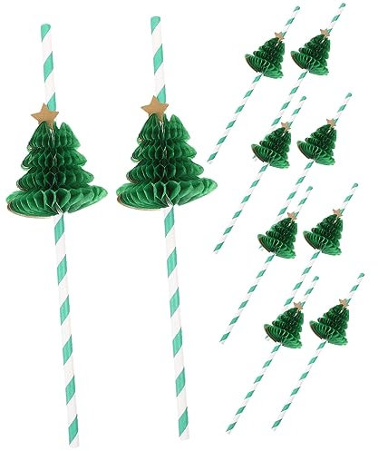 GLSTOY 10 Stück Getränkestroh Papierstroh Beschreibbare Geburtstagskartenpapier Wabenpapierstrohhalme