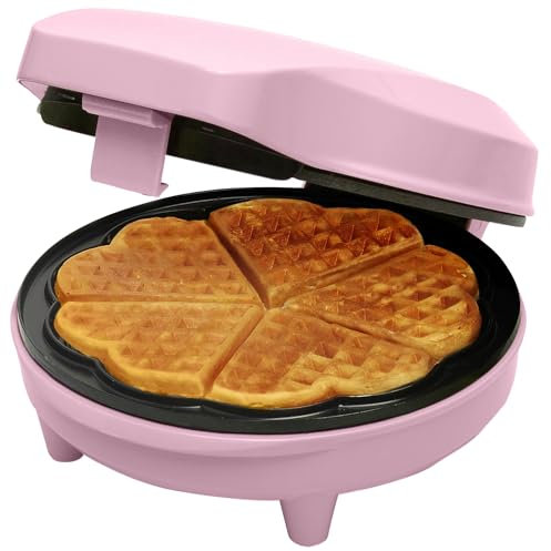 Bestron ASW217BS Waffle Maker, Alloy Steel, Pink