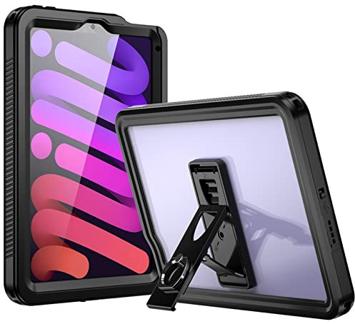 LOXO CASE wasserdichte Hülle für iPad Mini 7 (A17 Pro) 2024/ Mini 6 8,3'', Stoßfeste, Sturzsichere Schutzhülle mit Displayschutz und Ständer,Black